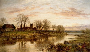 ブルック川の流れ Painting - テムズ川の夜 ウォーグレイブの風景 ベンジャミン・ウィリアムズ リーダー・ブルック